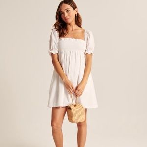 Abercrombie Smocked Mini Dress, White, Size M